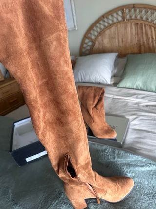 Botas altas mujer piel vuelta marrón talla 39