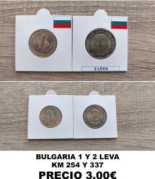 Lote 2 Monedas Bulgaria 1 y 2 Leva