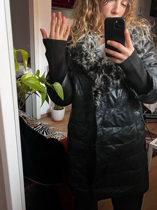 Abrigo de cuero La Petite Blanche Negro