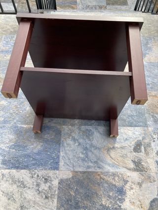 Mesa Centro Madera y Cristal Cuadrada 60 y 43 alto