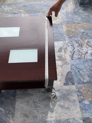 Mesa Centro Madera y Cristal Cuadrada 60 y 43 alto