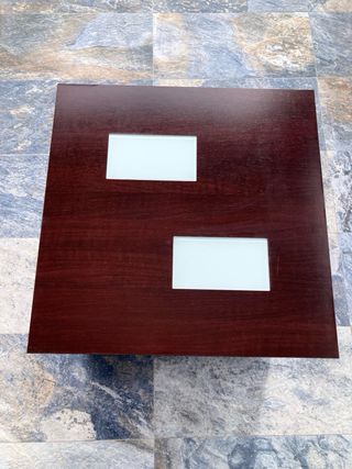 Mesa Centro Madera y Cristal Cuadrada 60 y 43 alto