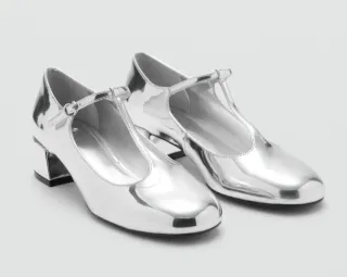 Zapatos plateados tacón 37