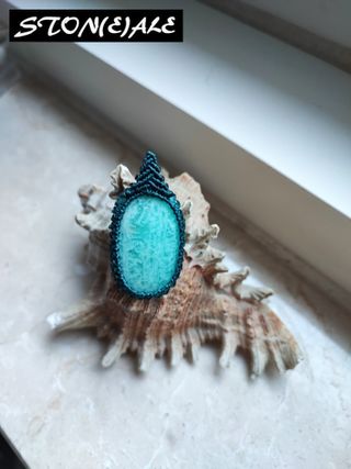 Collana con ciondolo in macrame con amazzonite