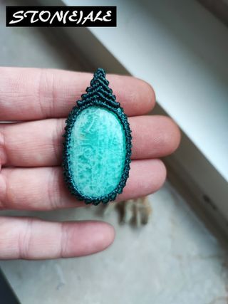 Collana con ciondolo in macrame con amazzonite