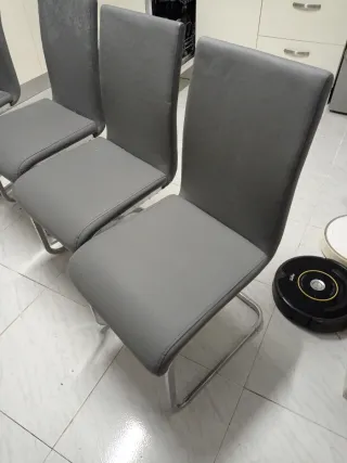 Sillas polipiel gris (4 unidades)