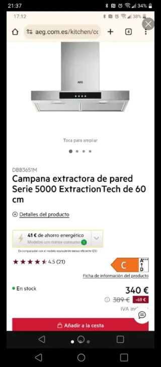 Campana extractora AEG Serie 5000