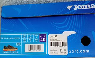 Zapatillas Joma RECON Talla 40 Verde Naranja
