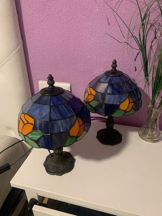 2 Lamparas Tiffany Cristal y Metal