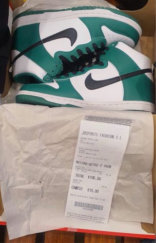 Nike Dunk High verdes y blancas talla 38