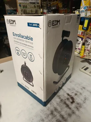 Enrollador Cable EDM 25m 3x1,5mm Protector Térmico