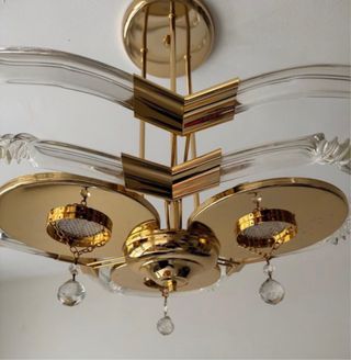 Lámpara de comedor cristal y dorado