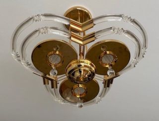 Lámpara de comedor cristal y dorado