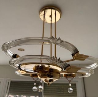 Lámpara de comedor cristal y dorado