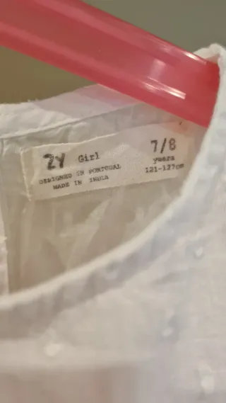 Camisa branca com bordado inglês ZY Tam 7-8 A