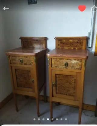 Mesitas de noche vintage madera y mármol