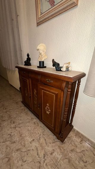 Taquillón madera y mármol