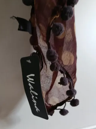 Pañuelo mujer lunares marrón y dorado