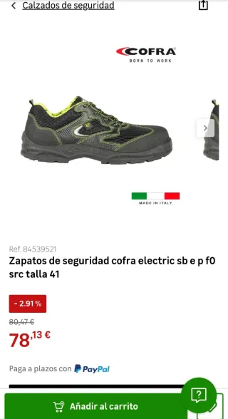 Zapatos de seguridad COFRA Talla 42