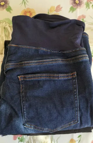 Pantalón premamá / embarazo azul/vaquero y negro
