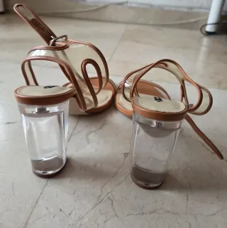 Sandalias Zara Tacón Transparente Beige/Naranja