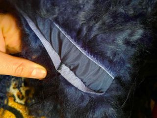 Chaqueta de cuero y pelo azul marino