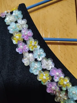 Vestido fiesta negro con pedrería mujer