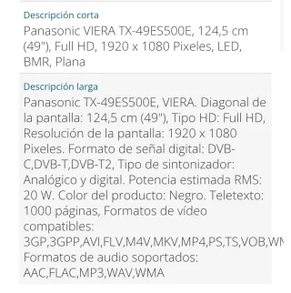 TV LED Panasonic TX-49ES500E