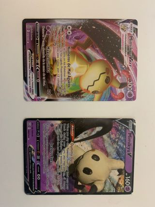 Pack Cartas Pokémon Pikachu, Raichu y Mimikyu