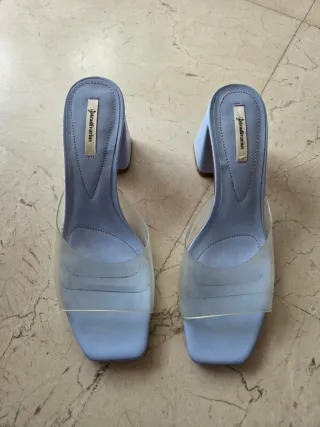 Sandalias Stradivarius Azul Pastel Tacón