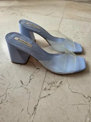 Sandalias Stradivarius Azul Pastel Tacón