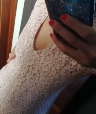 Vestido Zara rosa encaje S