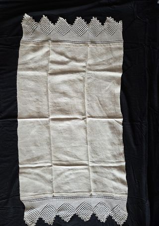 Set 2 Asciugamani Lino Fine '800 Uncinetto