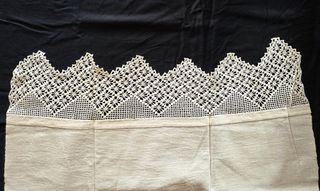 Set 2 Asciugamani Lino Fine '800 Uncinetto