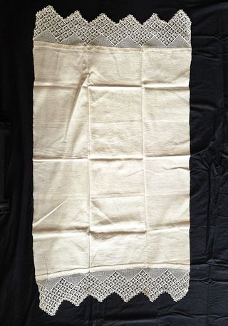 Set 2 Asciugamani Lino Fine '800 Uncinetto