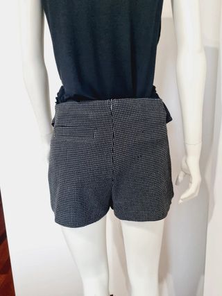 Zara T S Short falda negro y topos blancos