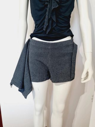 Zara T S Short falda negro y topos blancos