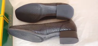 Zapatos Pitillos Negros T.39 Tacón Ancho