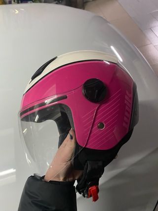 Casco Moto Ciclomotor Rosa y Blanco