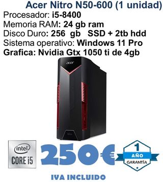 Acer Nitro N50-600 i5-8400 24GB RAM 256GB SSD+2TB