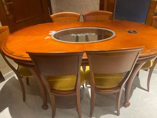 Mesa extensible y 6 sillas madera