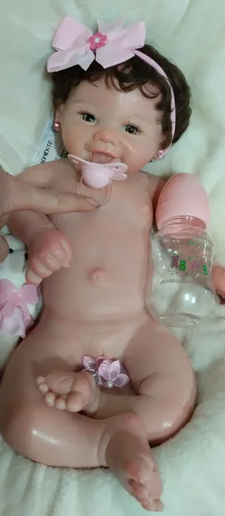 Bebé Reborn Silicona Platino 43.44 cm con pelito