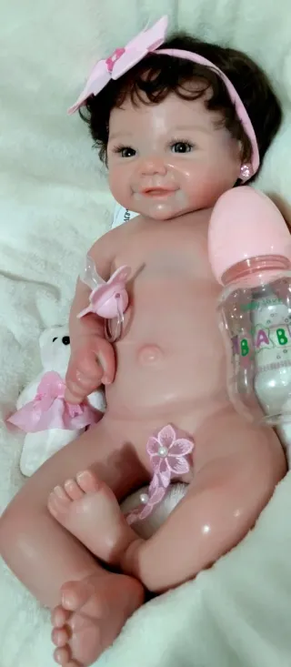 Bebé Reborn Silicona Platino 43.44 cm con pelito