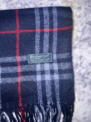 Bufanda Burberry Tartán Azul Marino y Rojo
