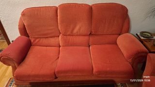 Sofá 3 plazas tela color teja