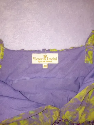 Vestido fiesta tirantes verde y morado