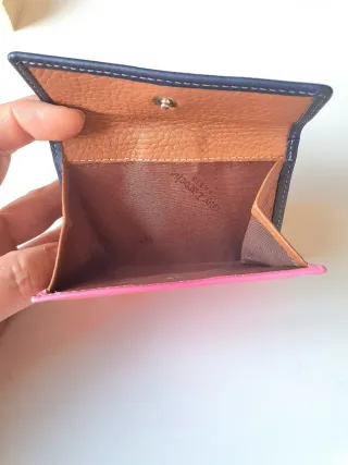 Cartera piel Guy Laroche rosa y azul marino