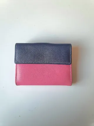 Cartera piel Guy Laroche rosa y azul marino