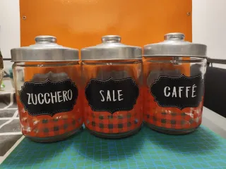 Set 3 Barattoli in vetro Caffè Zucchero Sale