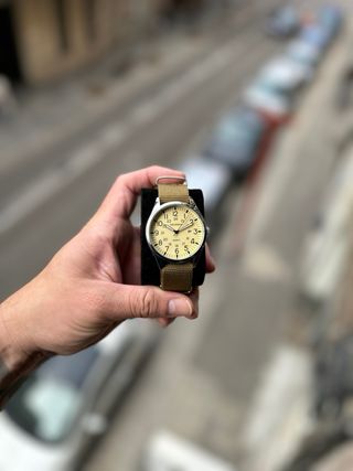 Reloj Poedagar Beige/Verde Militar Nuevo